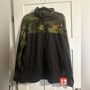 Half zip north face camo and black.